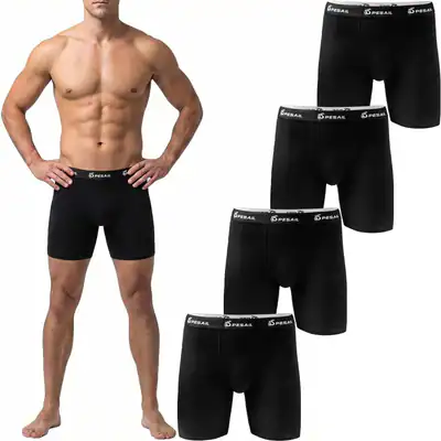 4er/8er Pesail Herren Schwarze Lange Boxershorts Unterhose M-6XL ohne Aufrollen