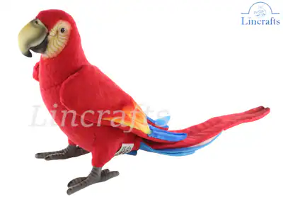 Scharlachara Plüschtier Kuscheltier Vogel von Hansa 8000 brandneu Lincrafts UK