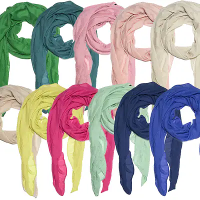 Leichter Schal Damen Halstuch Viskose groß uni einfarbig Pastelltöne Sommer Tuch