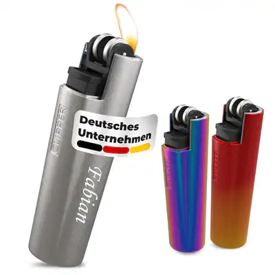 Clipper Mini Feuerzeug mit Gravur – personalisiert | nachfüllbar-Geschenk Silber