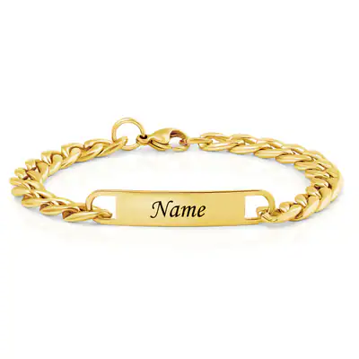 Partnerarmband Herren Gold 22 cm – Gravur Edelstahl Wunschname | Geschenkidee