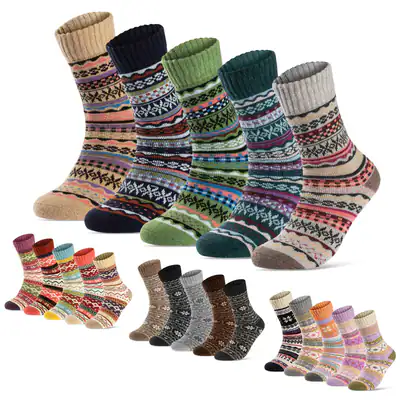 5 Paar Wollsocken Damen Herren Wintersocken warme Thermosocken