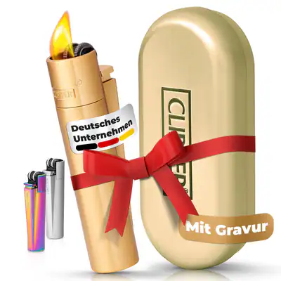 Clipper mit Gravur | Personalisiertes Feuerzeug Gold | Wunschgravur mit Namen