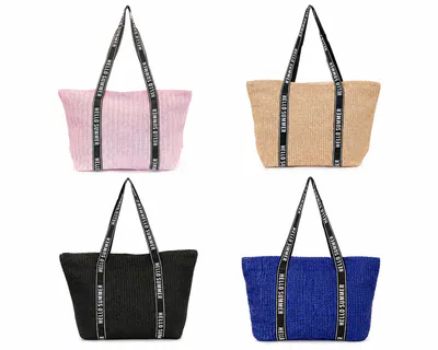 XXL Strandtasche Shopper HELLO SUMMER Badetasche Sommer Tasche Reißverschluss