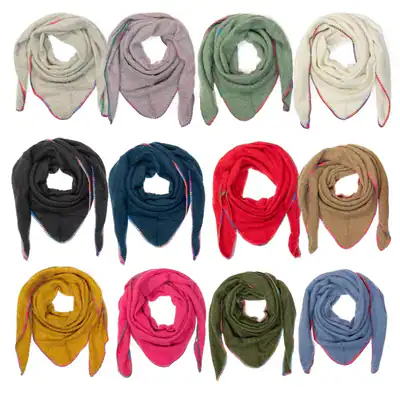 XXL Dreieckstuch Damen Schal Bunte Kontrastnaht Weich & Leicht Herbst Winter