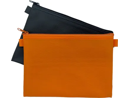 2 x Banktasche orange + schwarz Geldtasche Geldscheintasche Aufbewahrungstasche