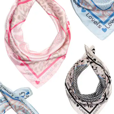 Vierecktuch Halstuch Love is Love Herz Leo-Muster Bandana Nickituch Sommer Tuch
