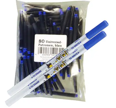 80 Universalpatronen + 2 Tintenlöscher Füller geeignet Lamy Pelikan Kombipatrone