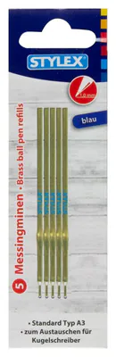 5 Stück Kugelschreibermine Messing TYP A3 Kulimine Nachfüllmine blau