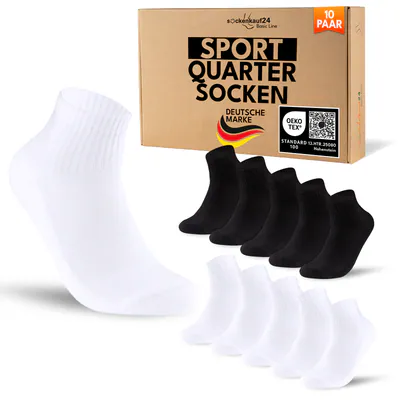 10-100 Paar Tennissocken Quarter Sportsocken Herren Damen Socken Baumwolle