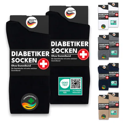 6 Paar Diabetiker Socken ohne Gummi ohne Naht 97% Baumwolle Herren Damen