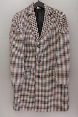 ⭐ River Island Slim Mantel für Herren Gr. 44, XS hahnentritt mehrfarbig ⭐