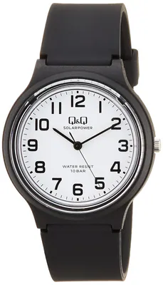 Q&Q Analog Solar Wasserdicht Armbanduhr mit Urethan Zungenband Schwarz/Weiß