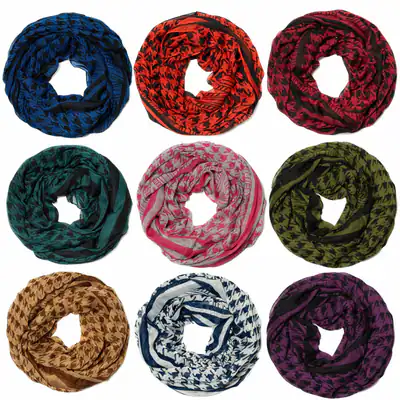 Schal Loop Damen Herren Hahnentritt Muster XXL Schlauchschal Rundschal Loopschal