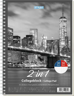Collegeblock A4 DUO (kariert / liniert) Heft Schreibblock Schulheft 80 Blatt