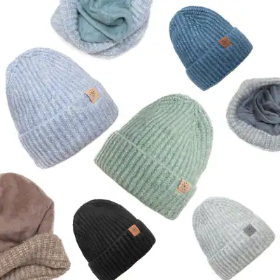 Wintermütze Beanie warme gefütterte melierte Rippstrick Strickmütze Damen Herren