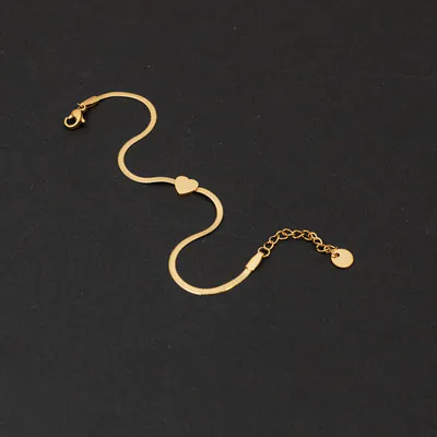 Edelstahl Armband mit Herz Anhänger Goldfarben Armkette Damen Schmuck Geschenk
