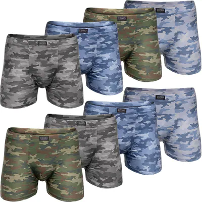 10 Stück Herren Boxershorts Pesail Unterhose Baumwolle Camouflage M - 10XL