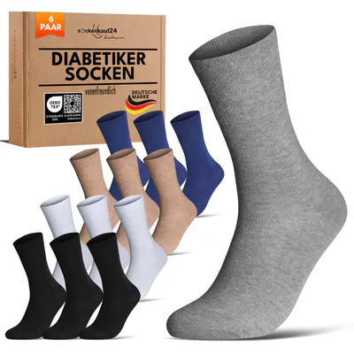 Premium Diabetiker Socken ohne Gummi Herren Damen 97% Baumwolle ohne Naht