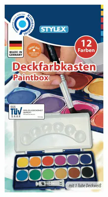 Deckfarbkasten Farbkasten Schulmalfarben mit 12 Farben austauschbar