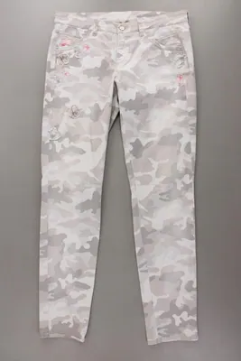 ⭐ Cambio Hose für Damen Gr. 40, M camouflage grau aus Baumwolle ⭐