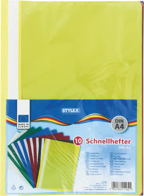 10 Schnellhefter für DIN A4, Hefter 10 Farben sortiert, PP Kunststoff Mappe