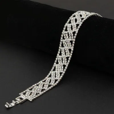 Damen Strassarmband Silberfarben Glitzer Armband Armkette für Hochzeit & Party