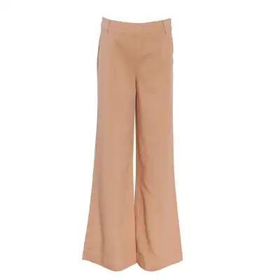 Benetton Hose Beige Gr. 36 IT 42 Damen Weites Bein Wide Trousers Baumwolle