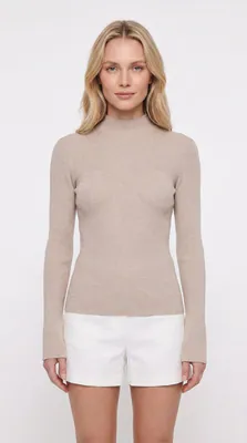 Maje Damen Rippstrickpullover Beige Wollmischung Größe 38 FR MFPPU00520