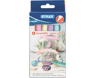 Acrylstifte Marker 6 Farben Pastell Permanent Wasserfest Acrylmarker Deko