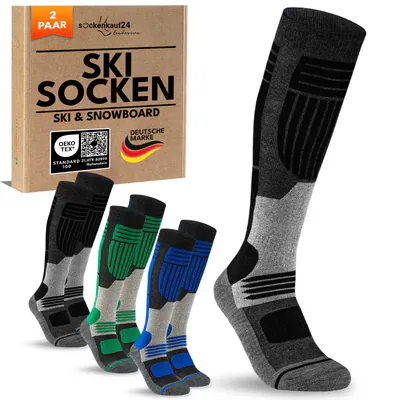 Herren Skisocken Merino Thermo Winter Kniestrümpfe mit Polsterung 2-4 Paar