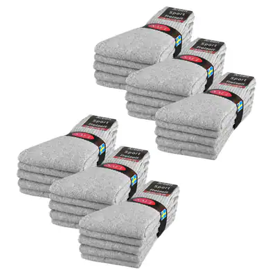 10 bis 100 Paar Tennissocken Grau Sportsocken Herren Damen Socken Baumwolle