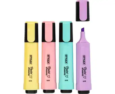 4 Textmarker PASTELL Marker Leuchtmarken 1-5 mm Marker für Schule und Hobby