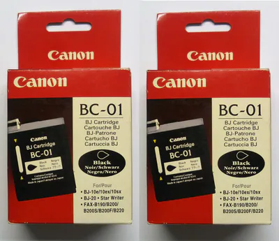 2 x Original Canon BC-01 BJ-10 10e 10ex 10sx BJ-20 Fax B190 B200F B220 OVP/PVC