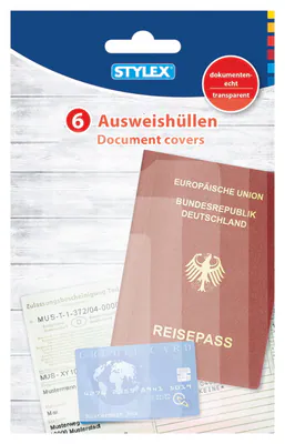 Ausweishülle Reisepass Schutzhülle Hülle Impfpass transparent 6 Teile Sortiment