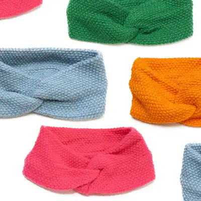 Damen Stirnband Strick Perlmuster mit Knoten Twist Ohrenwärmer Haarband Kopfband