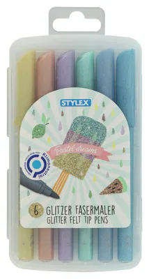 6 Fasermaler Glitzer Filzmaler Filzschreiber Faserschreiber toller Effekt!
