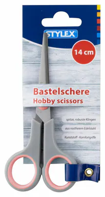 Schere Spitz Bastelschere Kinderschere Hobby mit Softgriff Edelstahl 14 cm