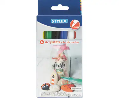 Acrylstifte Marker 6 Farben Permanent Wasserfest Acrylmarker Deko Permanent