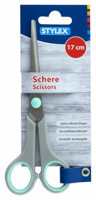Schere Spitz Büroschere Haushaltschere mit Softgriff Edelstahl 17 cm