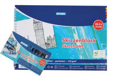 Skizzenblock 28,2 x 21 cm + 12 Öklreiden Pastell Zeichenblock Aquarellblock Set