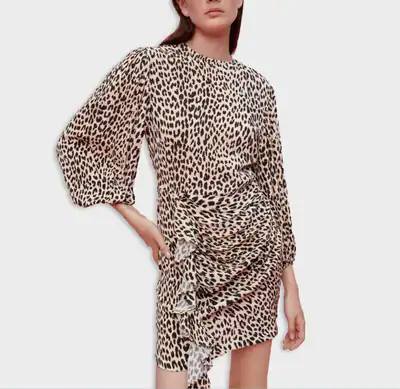 Maje Kleid Multicolor Gr. 38 Damen Minikleid Kurz Leopard Leopardprint MFPRO0270