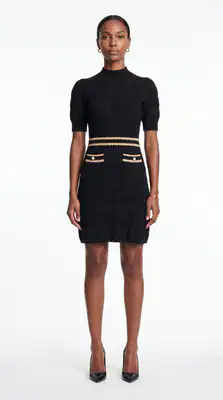 Sandro Damen kurzes Strickkleid Schwarz Größe 36 FR SFPRO01230