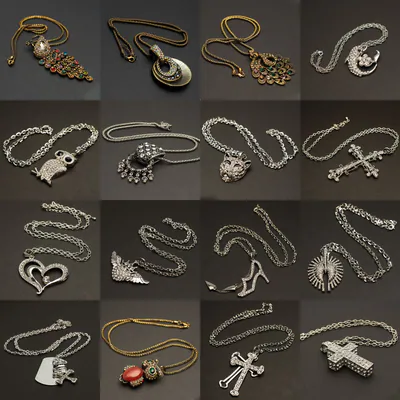 Halskette Strass Zirkonia Anhänger Modeschmuck Tiermotive Herz Kreuz Totenkopf