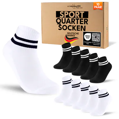 10-100 Paar Tennissocken Quarter Retro Sportsocken Herren Damen Socken Baumwolle