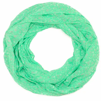 Damen Loop Schal Seide Baumwolle Blumen Muster Grün Leicht Sommer Tuch Halstuch