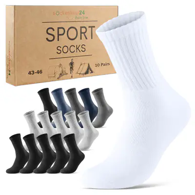 Tennissocken Sportsocken (10-50 Paar) Arbeitssocken Herren Damen Socken Weiß