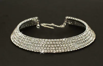 Collier Halskette Kette Halsreif Strass 5 Reihig Schmuck Halsschmuck Strassstein