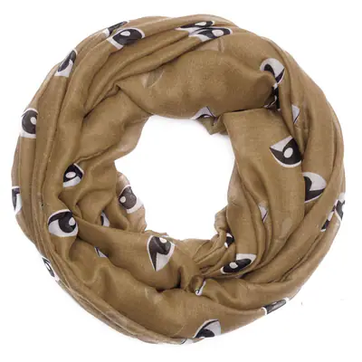 Loopschal Augenmuster Eyes Print Rundschal XXL Halstuch Damen Schal Hellbraun