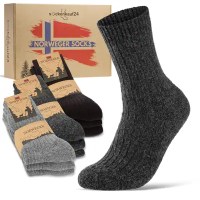 6 Paar Norweger Socken Herren Damen Wintersocken warme Wollsocken